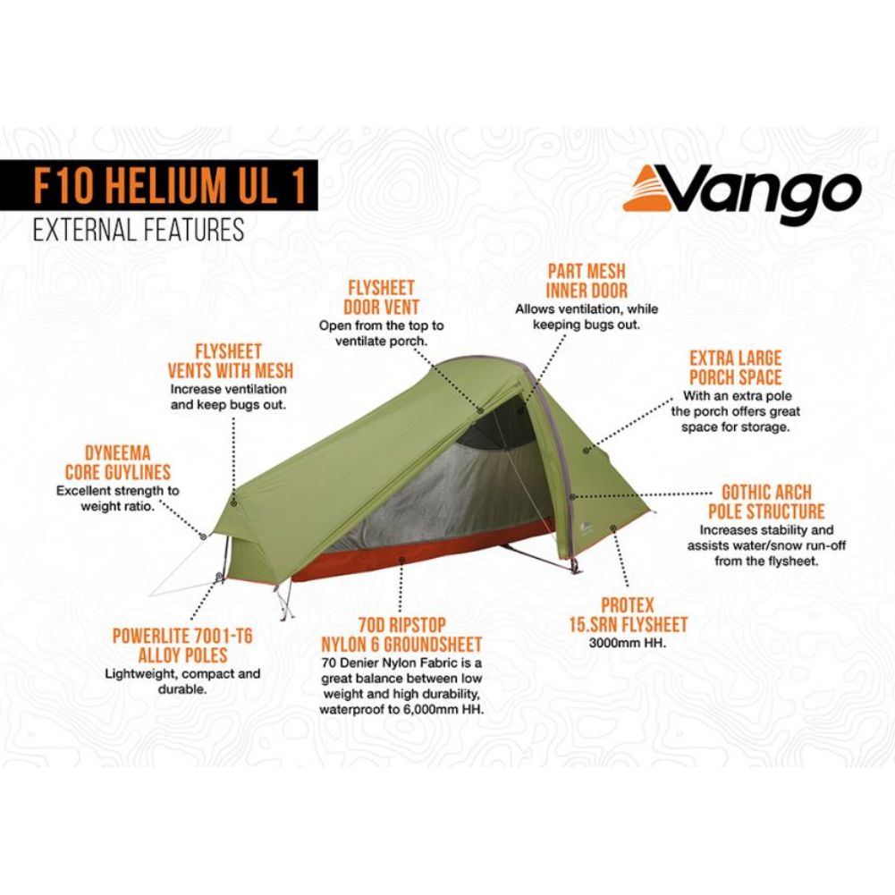 Force Ten (F10) Helium 1 UL Lightweight Tent - 1 Man Trekking Tent info