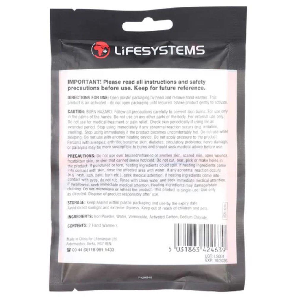 Lifesystems Air Activated Hand Warmers back