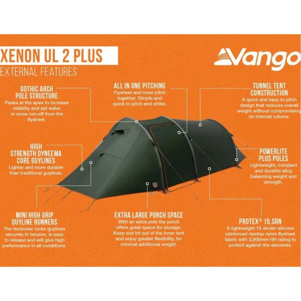 Force Ten (F10) Xenon UL 2 Plus Tent - 2 Man Lightweight Tent Features