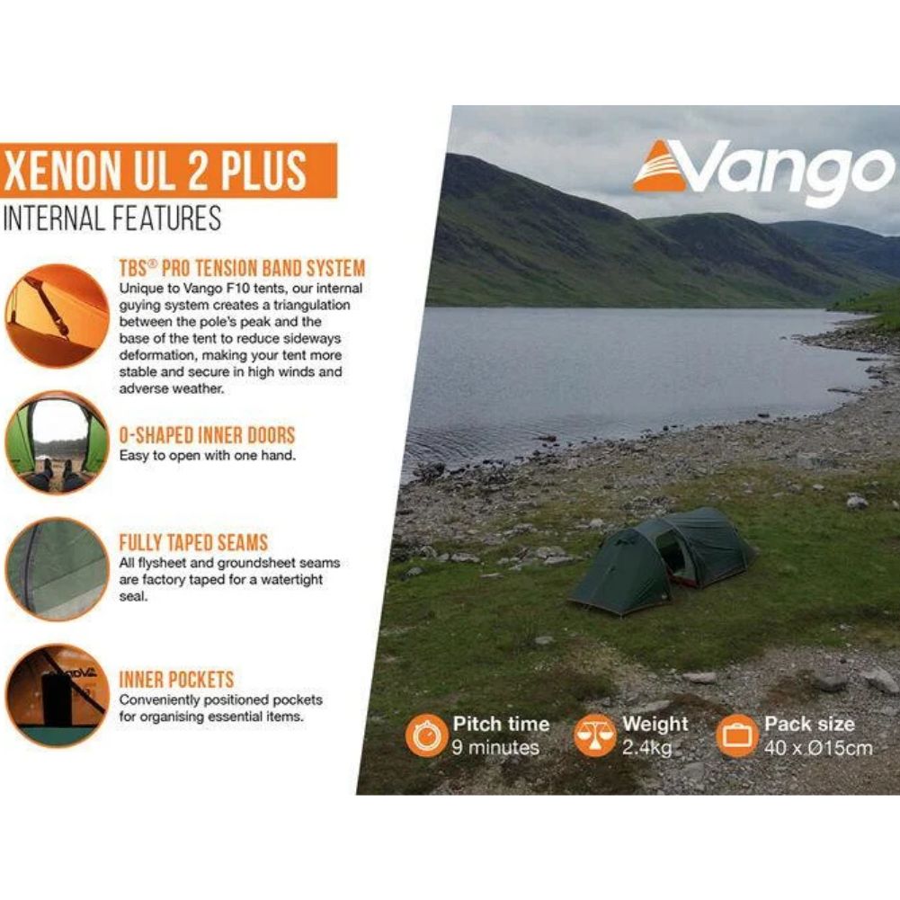 Force Ten (F10) Xenon UL 2 Plus Tent - 2 Man Lightweight Tent Internal Features