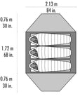 MSR Elixir 3 Tent - 3 Man Trekking/Backpacking Tent - Measurements