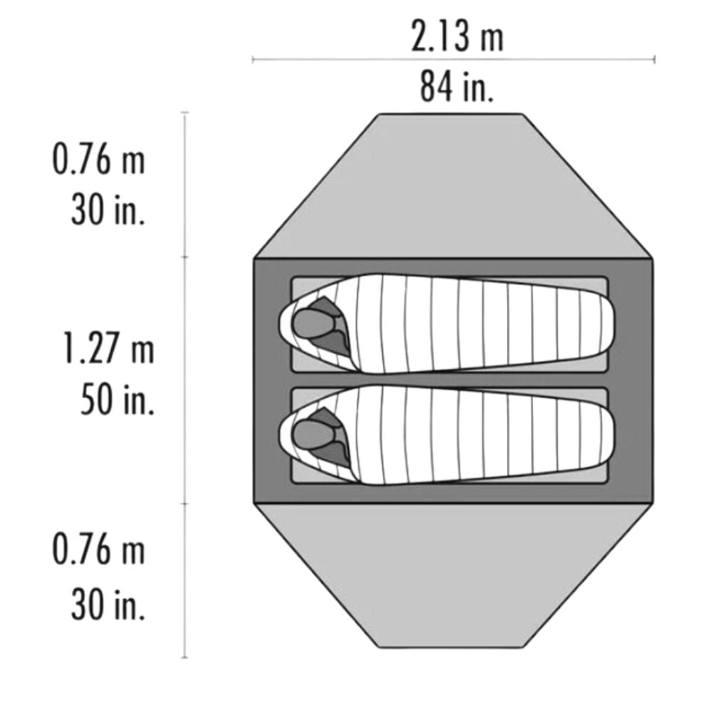MSR Elixir™ 2 Tent - 2 Person Backpacking Tent (White) Measurements