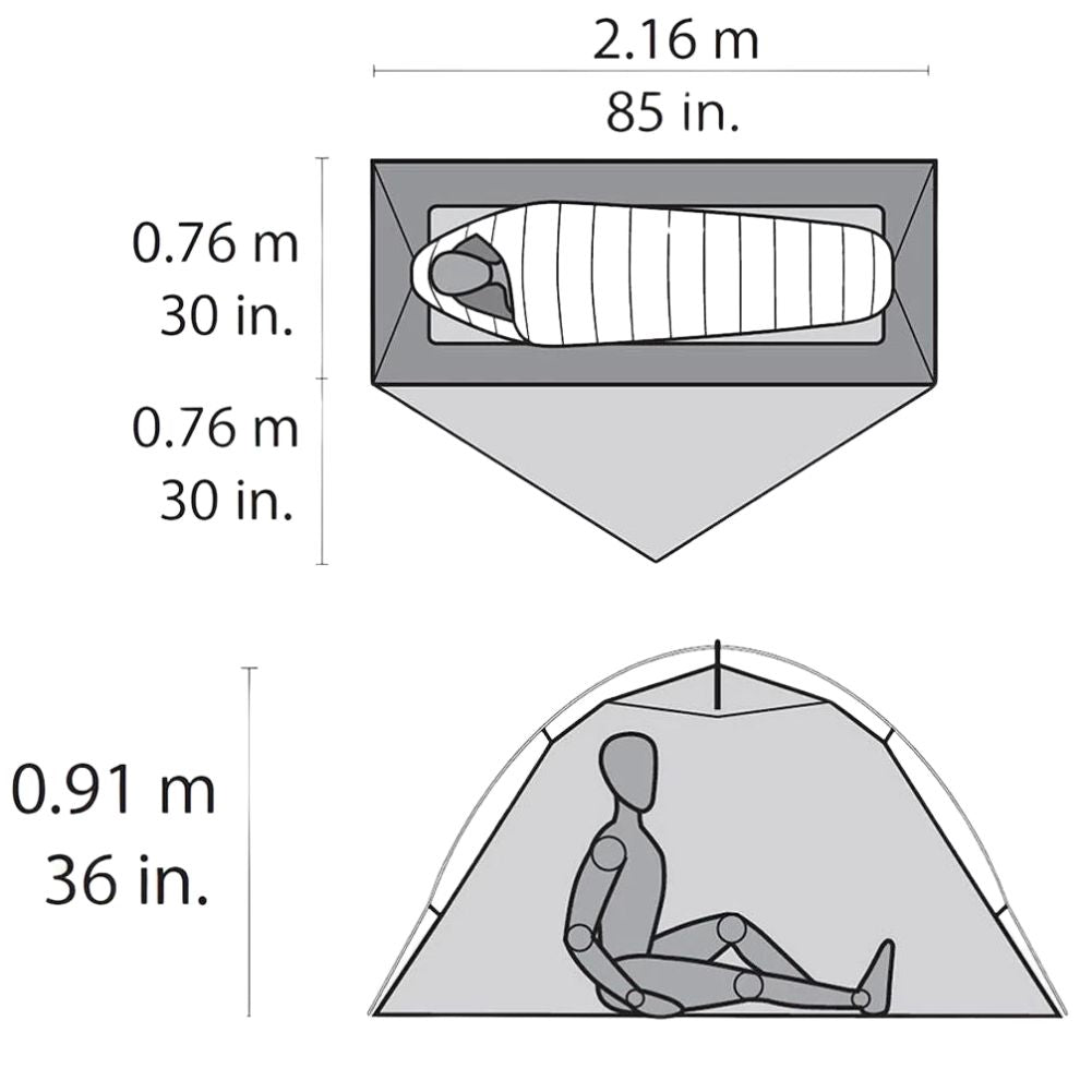 MSR Hubba NX Solo Backpacking Tent - 1 Person Tent - Measurements