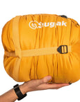 SnugpakSleeperExpedition_Basecamp_SleepingBagWGTE-Yellow packed up