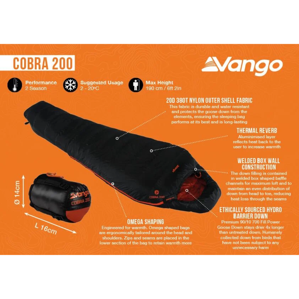 Vango Cobra 200 Down Sleeping Bag info