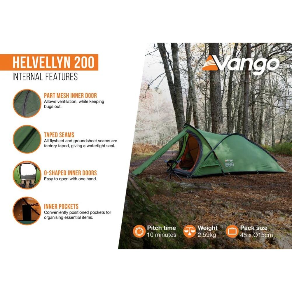 Vango Helvellyn 200 Trekking Tent - 2 Man Semi-Geodesic Tent