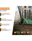 Vango Helvellyn 200 Trekking Tent - 2 Man Semi-Geodesic Tent