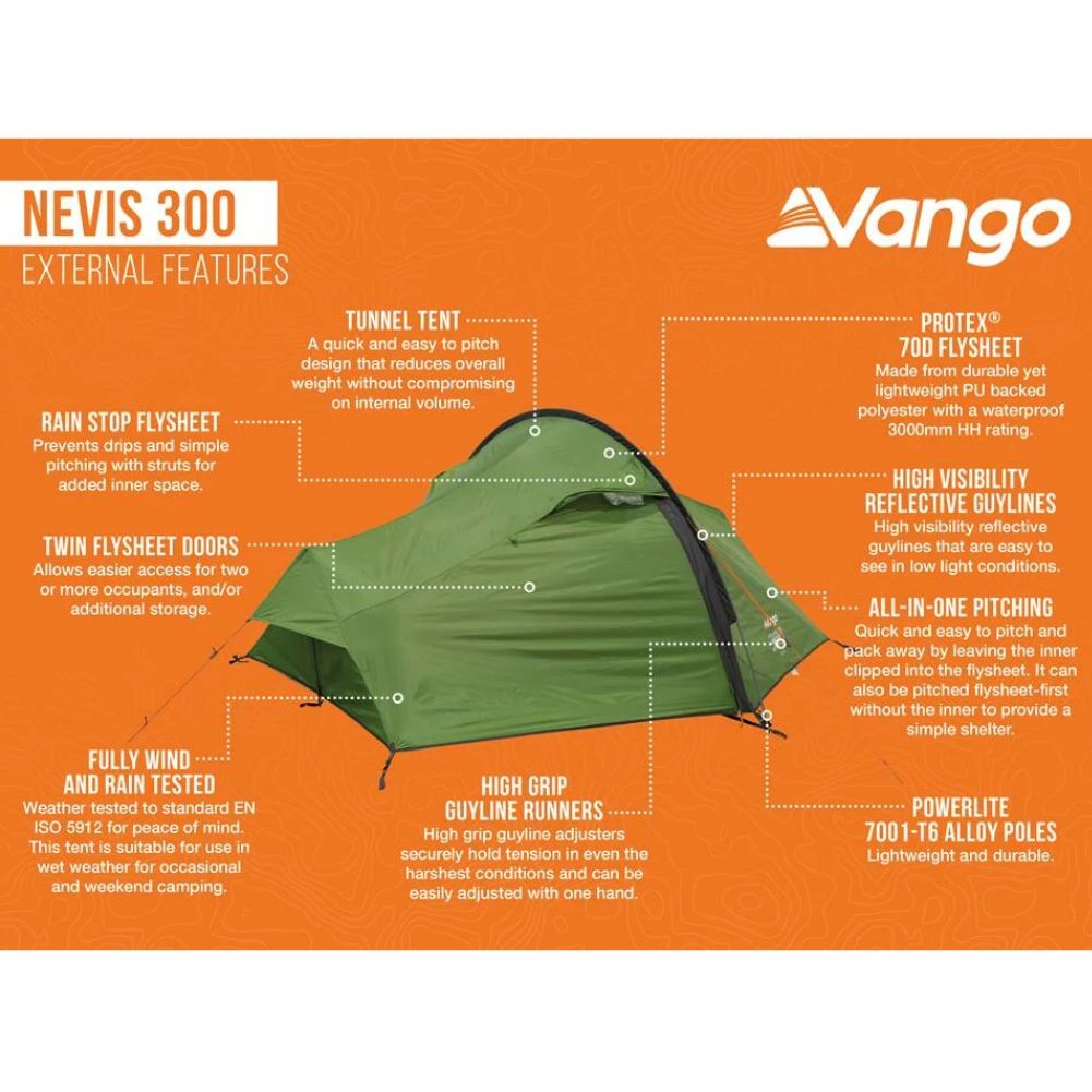 Vango Nevis 300 Tent - 3 Person Tent (Pamir Green)