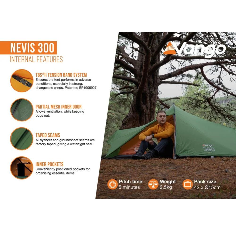 Vango Nevis 300 Tent - 3 Person Tent (Pamir Green)