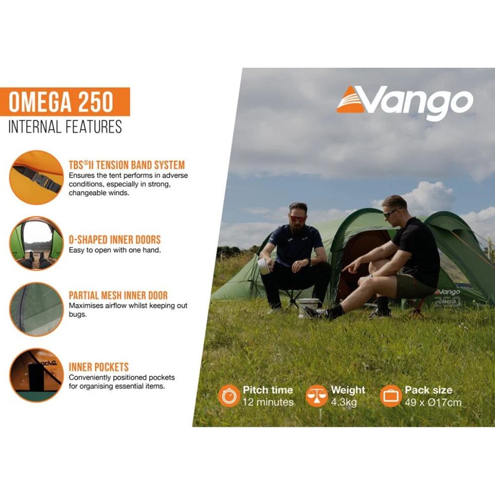 Vango Omega 250 Eco Tent - 2 Man Tunnel Tent