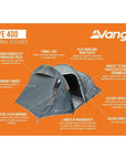 Vango Skye 400 Tent - 4 Man Tent (Deep Blue) - External Features