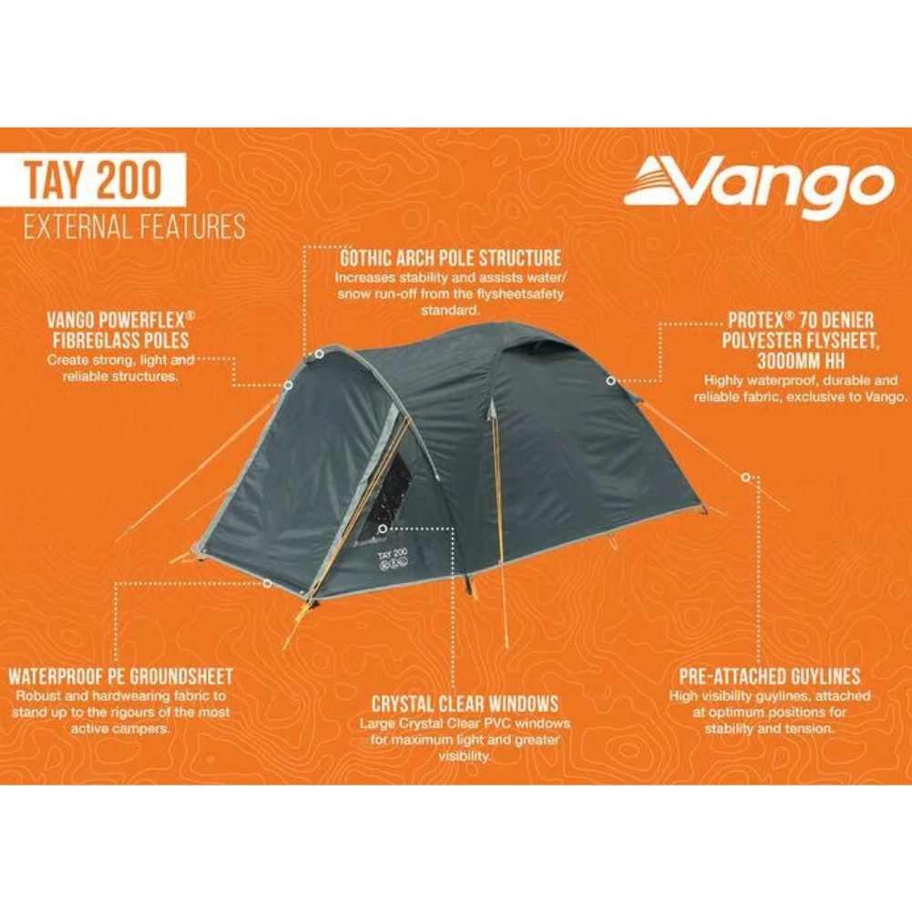 Vango Tay 200 Tent - 2 Man Tent (Deep Blue) info