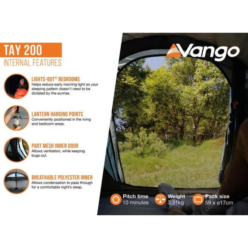 Vango Tay 200 Tent - 2 Man Tent (Deep Blue) more