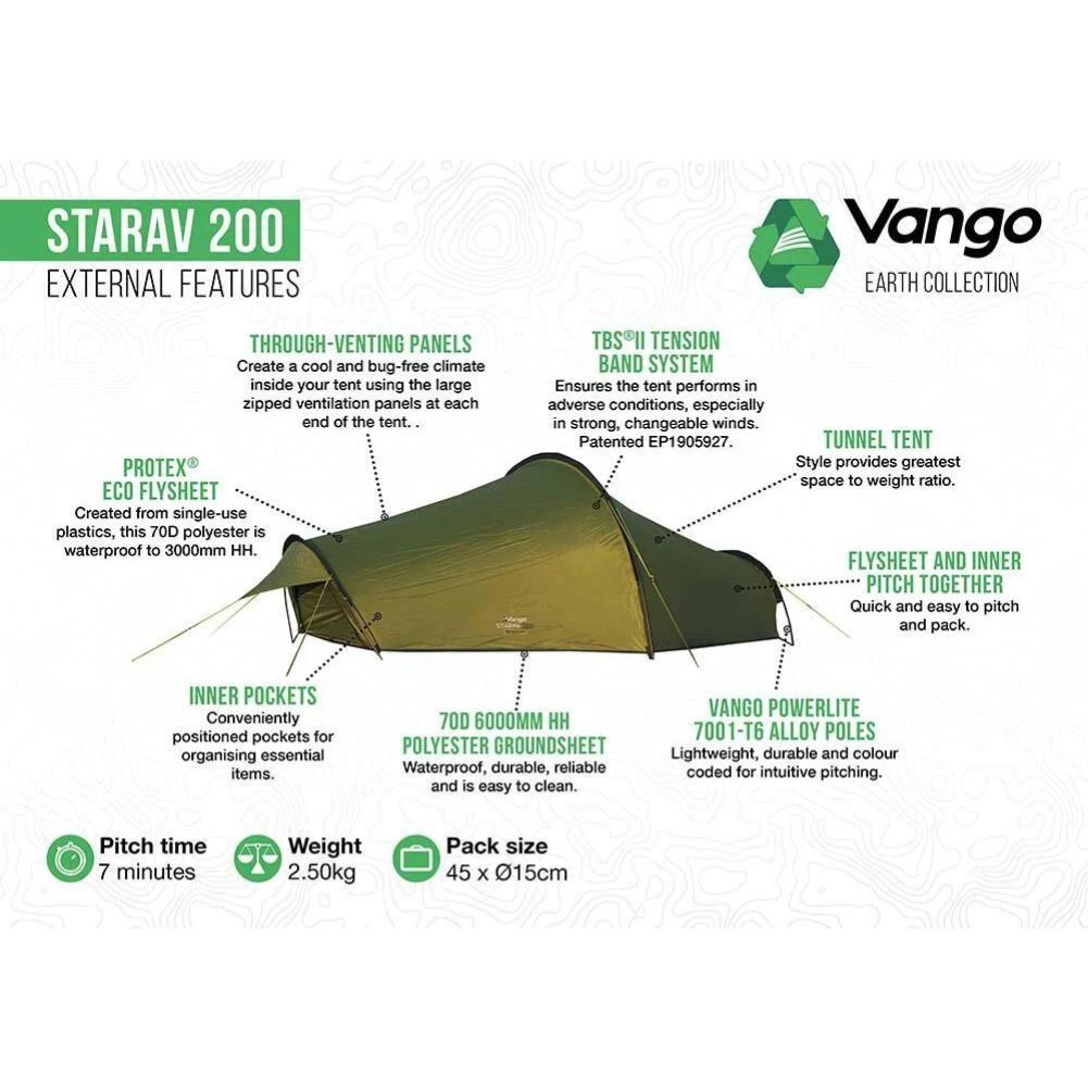 Vango Starav 200 Tent - 2 Man Trekking Tent - External Features