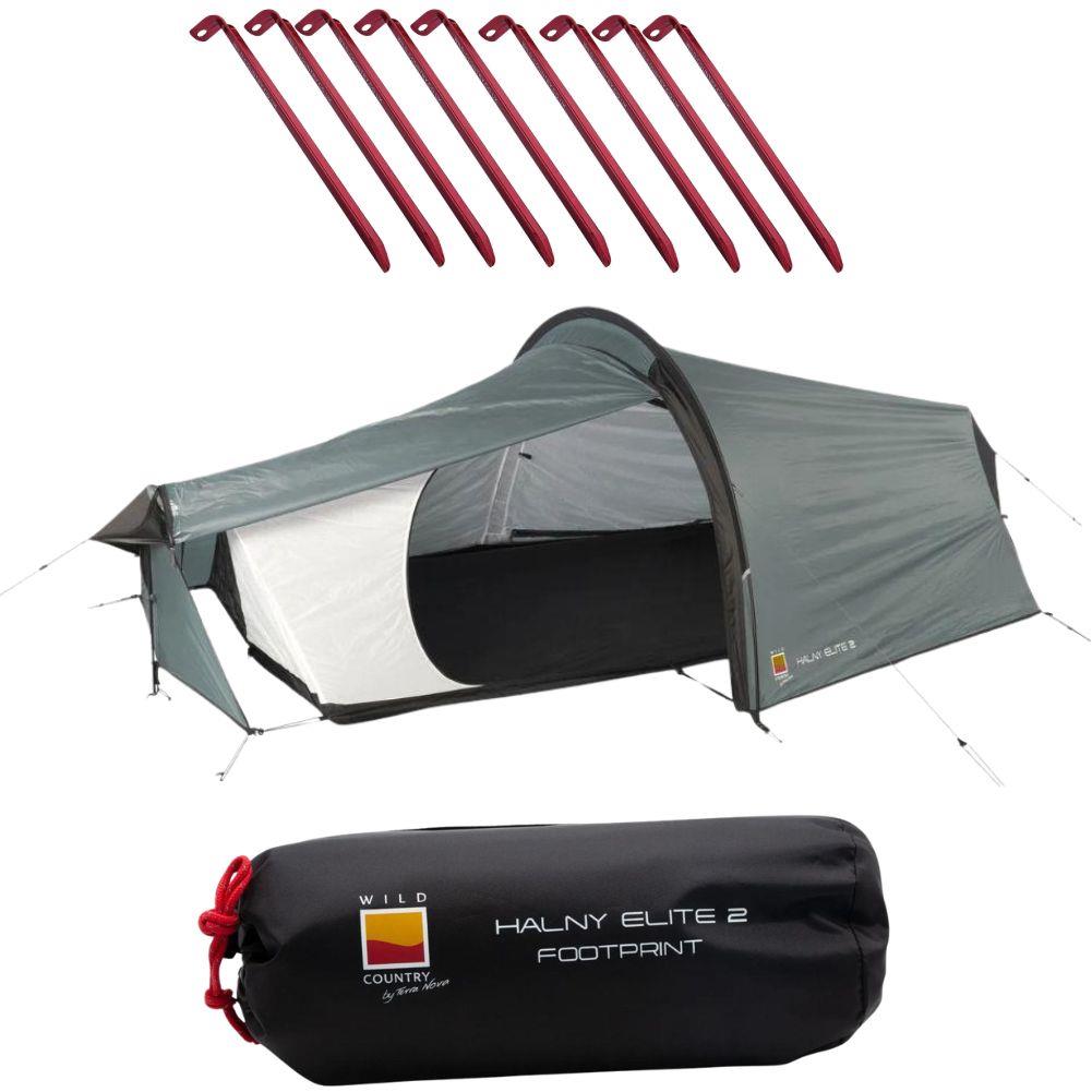Wild Country Halny Elite 2 Tent + Halny Elite 2 Tent Footprint + Free Wild Country Aluminium Alloy V-Angle Peg (10 Pack)