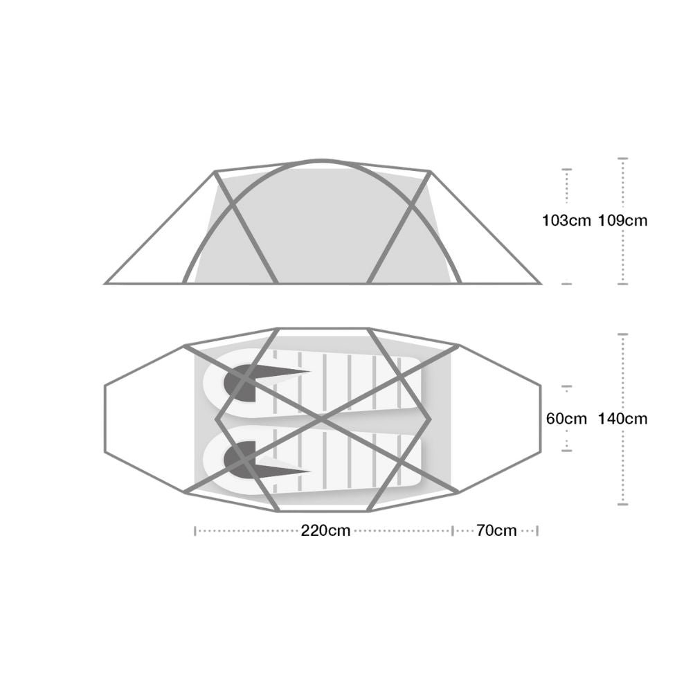 Wild Country Trisar 2D 2 Tent - Measurements
