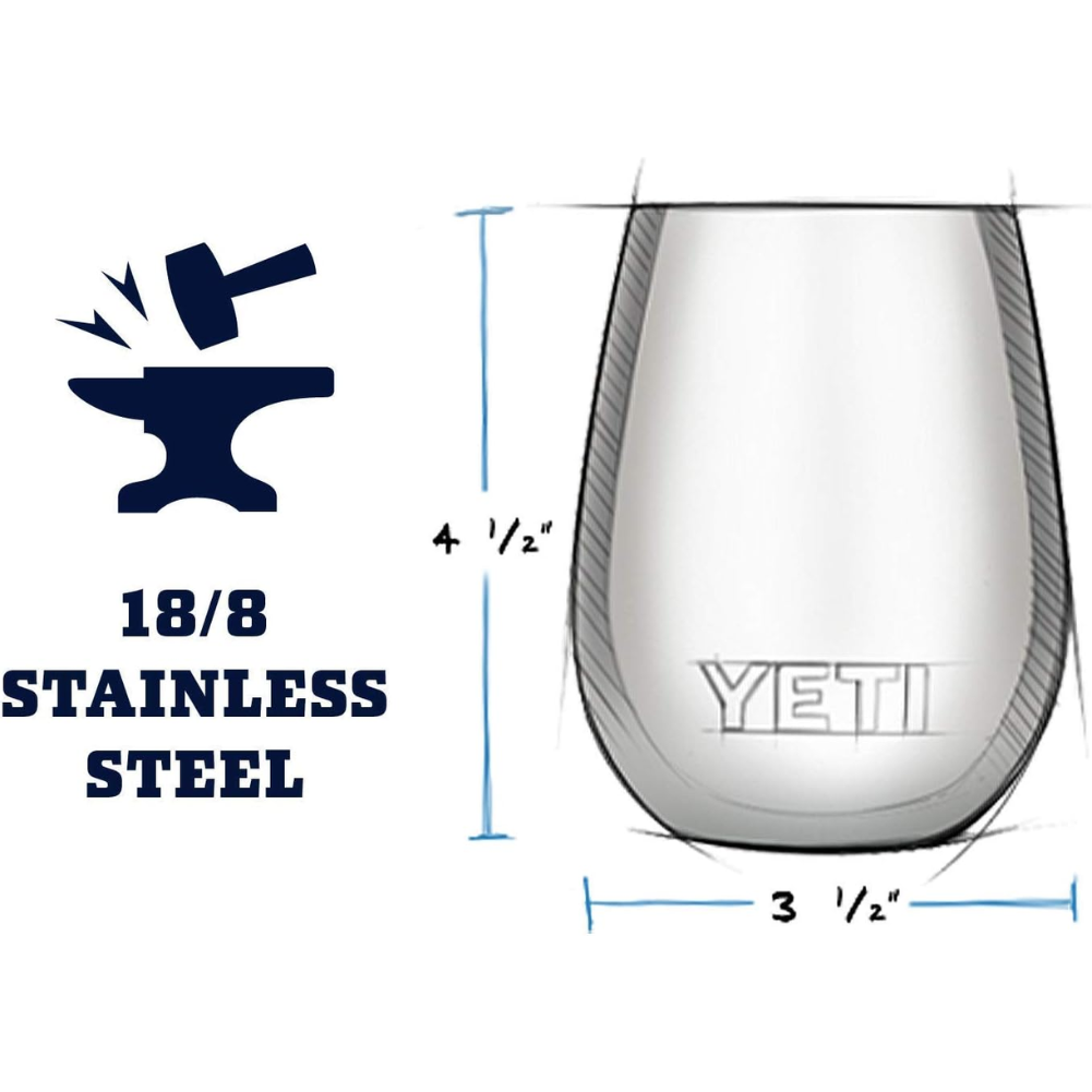 Yeti Rambler 10 OZ Wine Tumbler (Seafoam) measurements