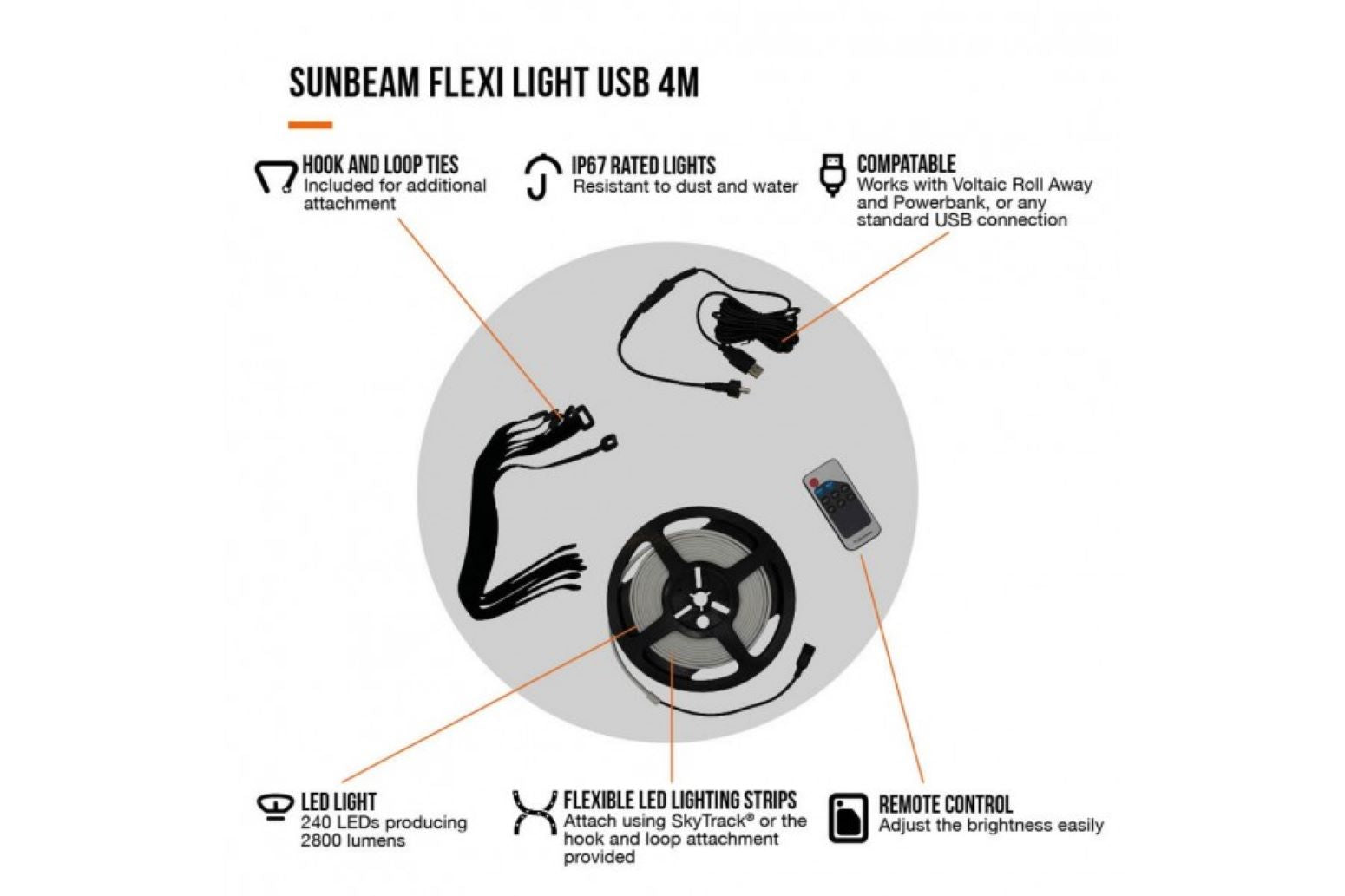 Vango Sunbeam Flexi Light  USB - 4 Metres