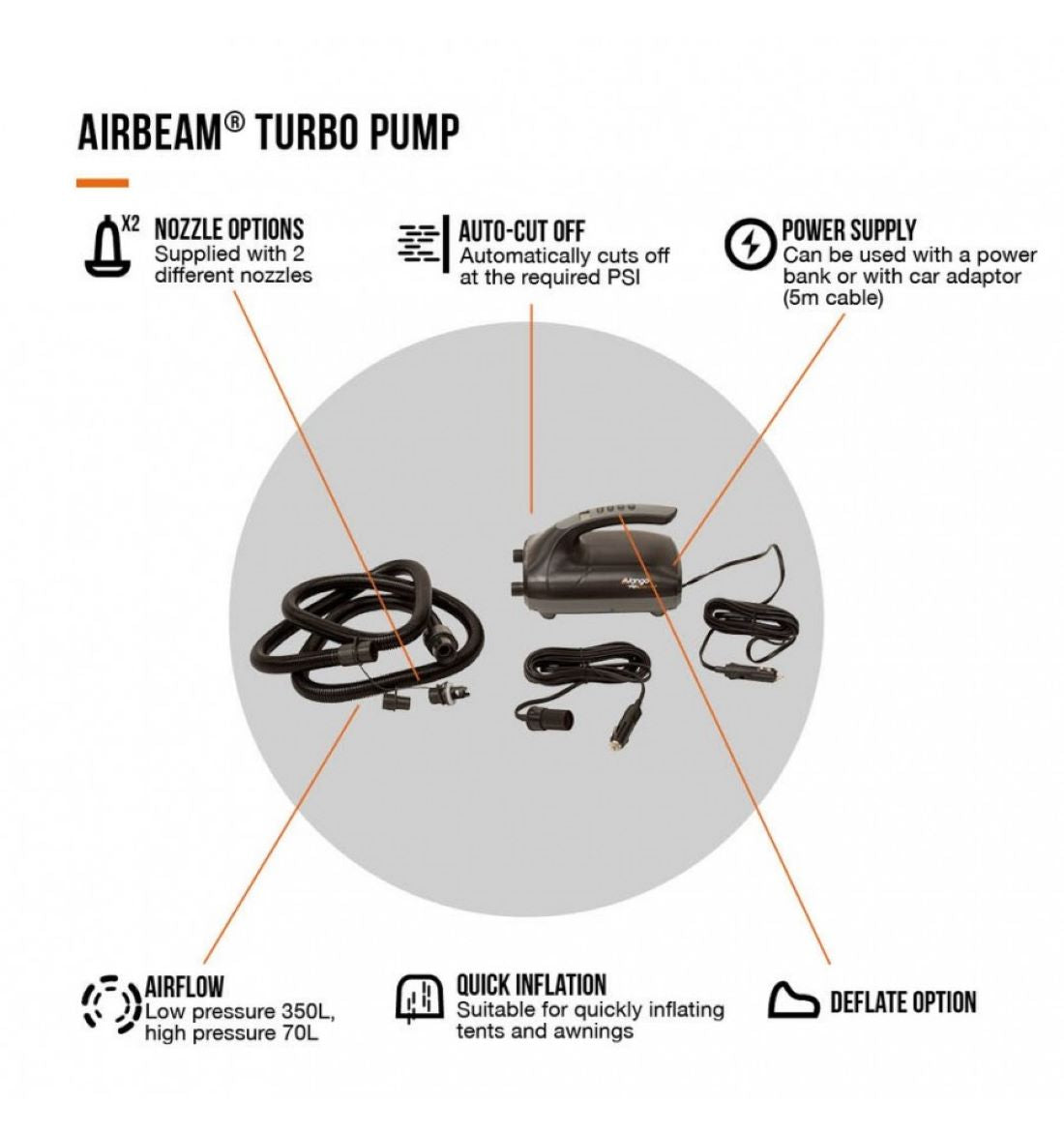 Vango Airbeam Turbo Pump - Powerful Camping Pump
