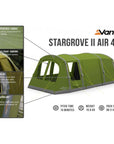 Vango Stargrove 11 Air 450 Tent - Inflatable 4 Person Airbeam Tent