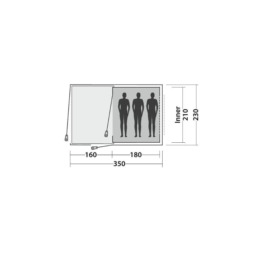 Easy Camp Galaxy 300 Tent - 3 Man Tunnel Tent 2023 (Rustic Green)