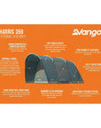 Vango Harris 350 Tent - 3 Person Family Poled Tent