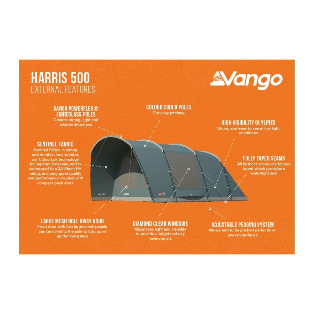 Vango Harris 500 Tent  - 5 Person Family Poled Tent