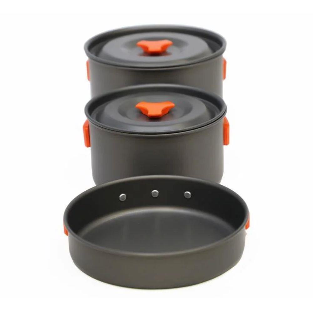 Vango Hard Anodised 4 Person Cook Kit lined up
