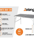 Vango Granite Duo 120cm Camping Table (Excalibur)