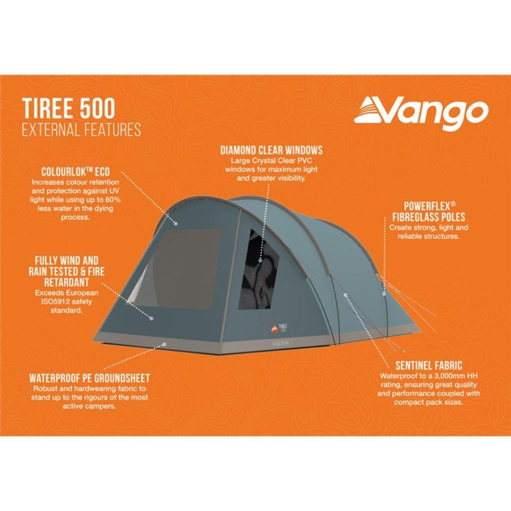 Vango Tiree 500 Tent - 5 Man Tent (Mineral Green) info