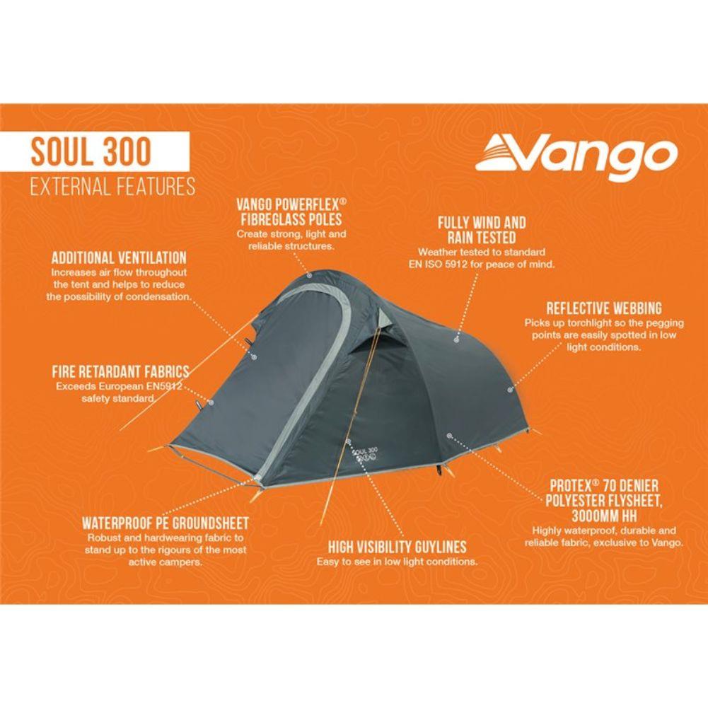 Vango Soul 300 Tent - 3 Man Tent (Deep Blue) - Features