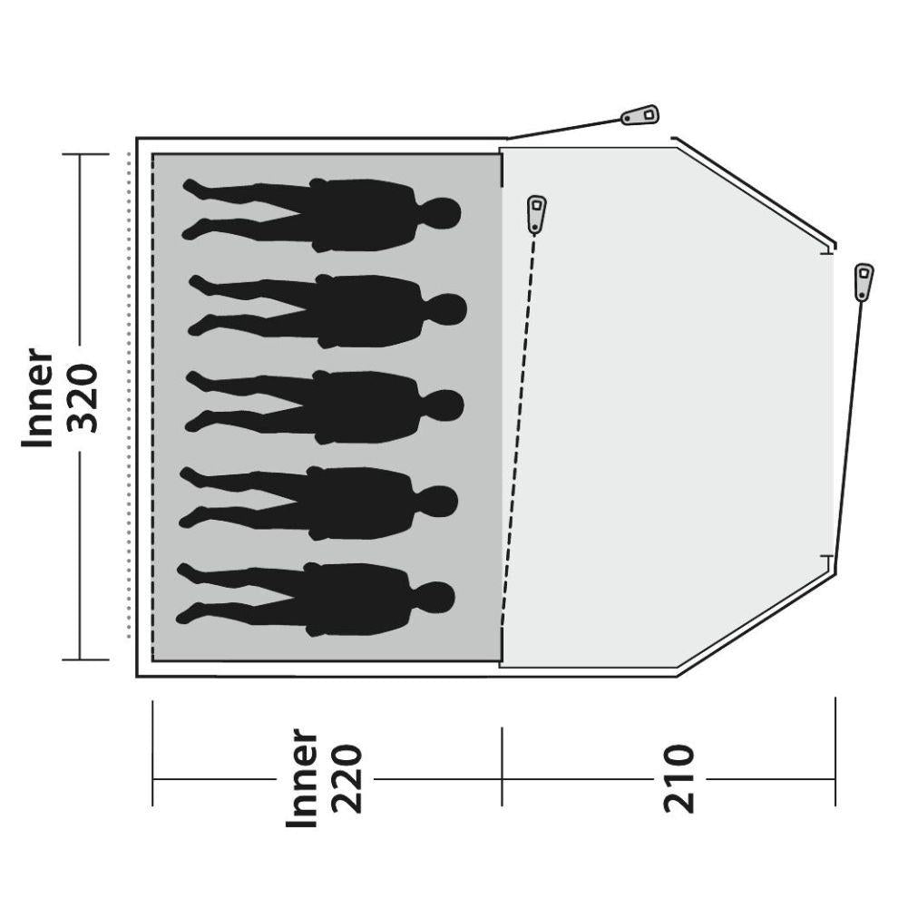 Outwell Tent Earth 5 - 5 Man Tunnel Tent diagram