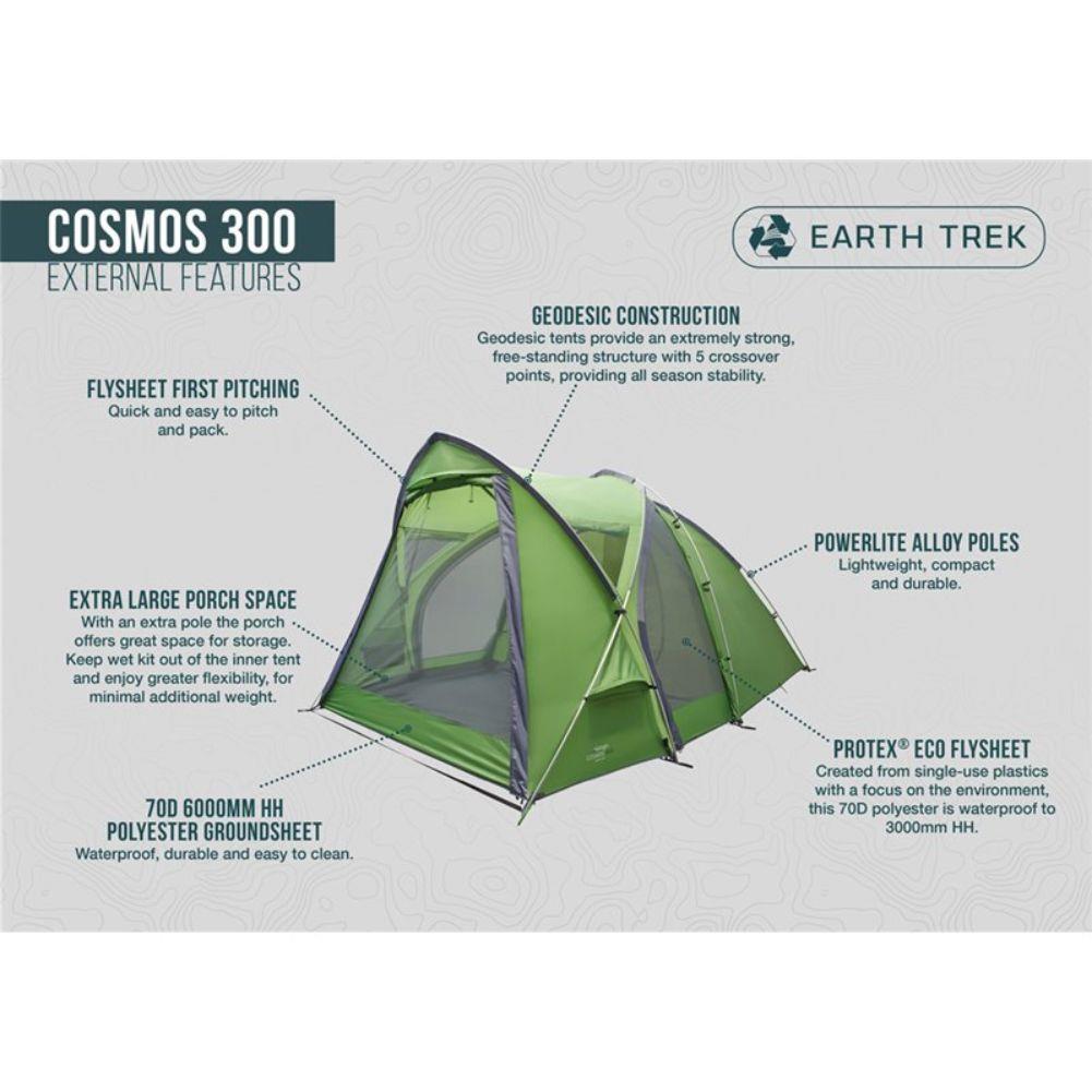Vango Cosmos 300 - 3-Man Adventure Tent (Pamir Green) info