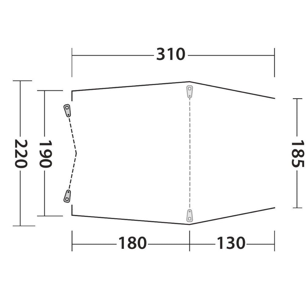Outwell Sandcrest L Vehicle Awning measurements