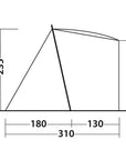 Outwell Sandcrest L Vehicle Awning side view measurements