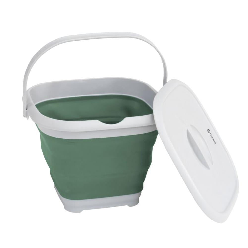 Outwell Collaps Bucket Square w/lid (Shadow Green) open lid