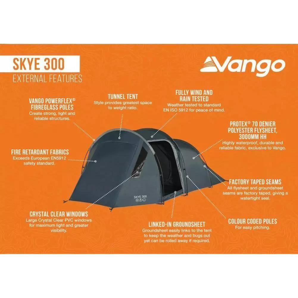 Vango Skye 300 Tent - 3 Person Tent (Deep Blue) - Exteral Features
