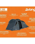 Vango Skye 300 Tent - 3 Person Tent (Deep Blue) - Exteral Features