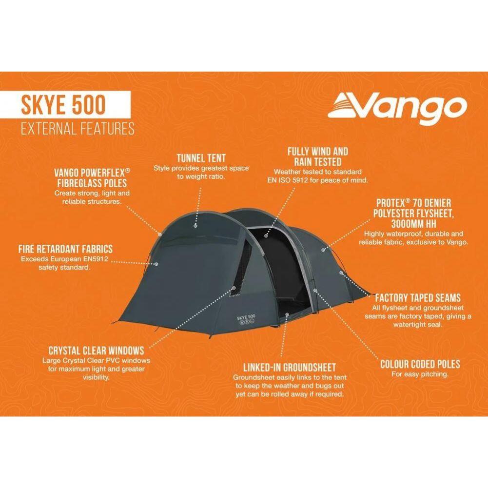 Vango Skye 500 Tent - 5 Man Tent 2024 (Deep Blue) - External Features