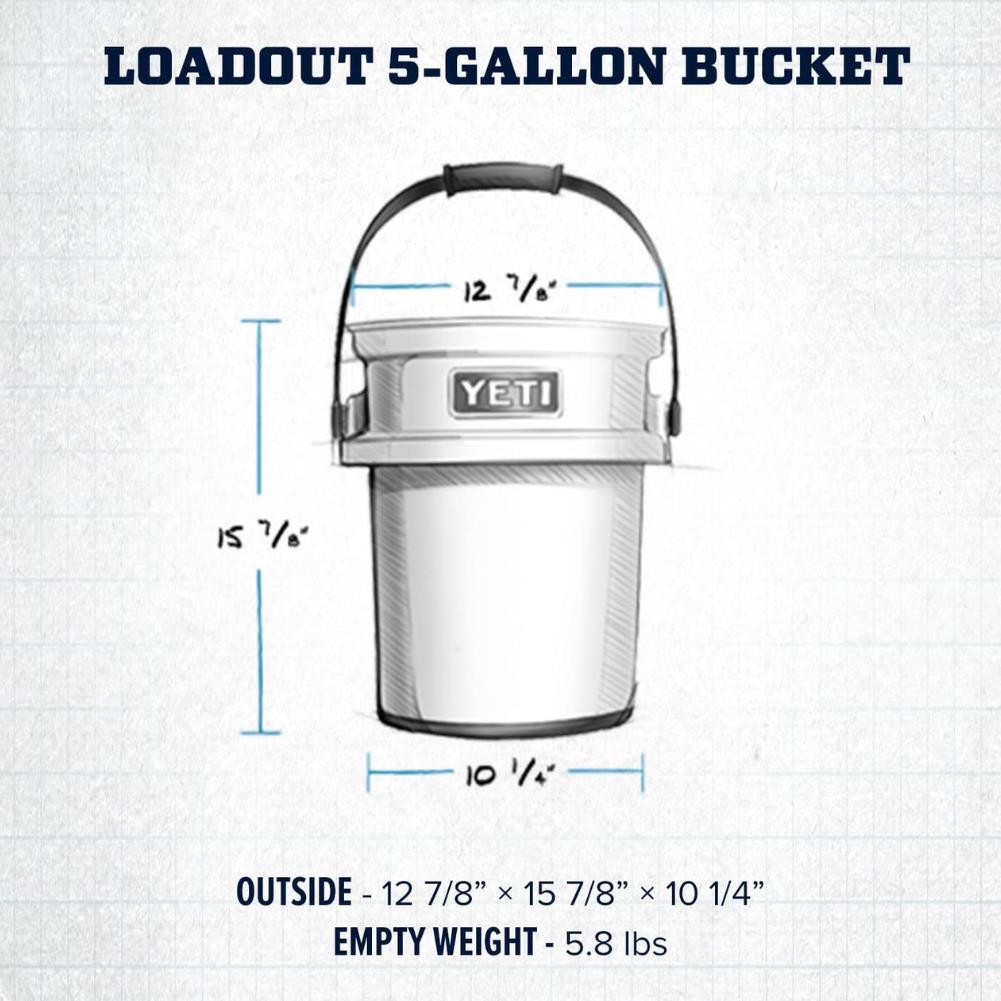 YETI Loadout 5 Gallon Bucket (Tan) measurements