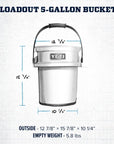 YETI Loadout 5 Gallon Bucket (Tan) measurements