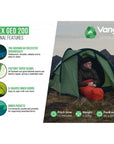 Vango Apex Geo 200 Tent - 2 Man Semi-Geodesic Trekking Tent (Pamir Green)