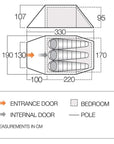 Vango Scafell 300 Tent - 3 Man Trekking Tent Size