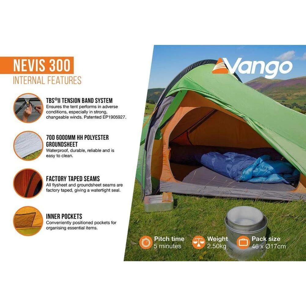 Vango Nevis 300 Tent - 3 Person Tent (Pamir Green) - Internal Features