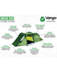 Vango Omega 350 Tent - 3 Man Tunnel Tent 2022