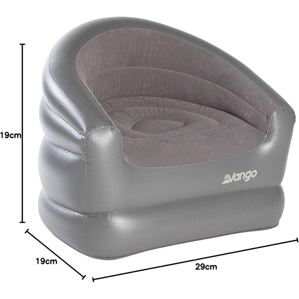 Vango Inflatable Chair (Nocturne Grey) sizes
