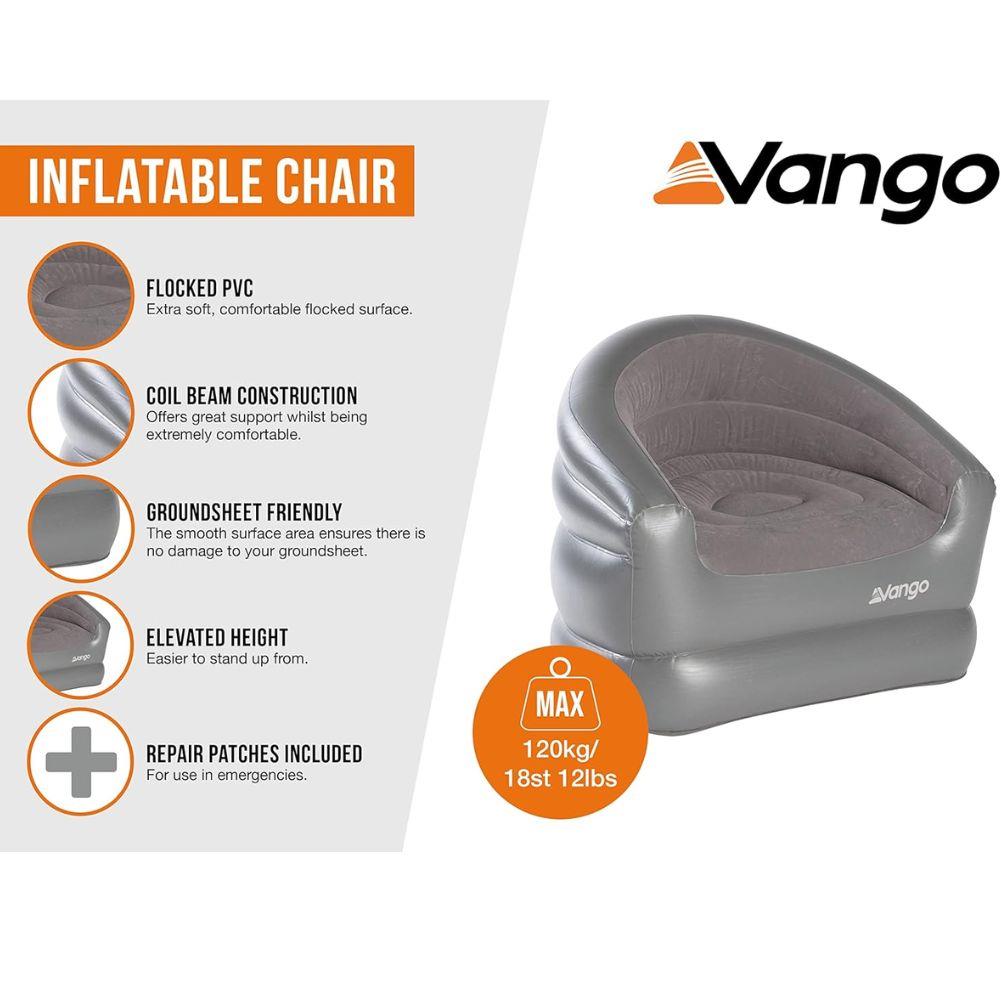 Vango Inflatable Chair (Nocturne Grey) info