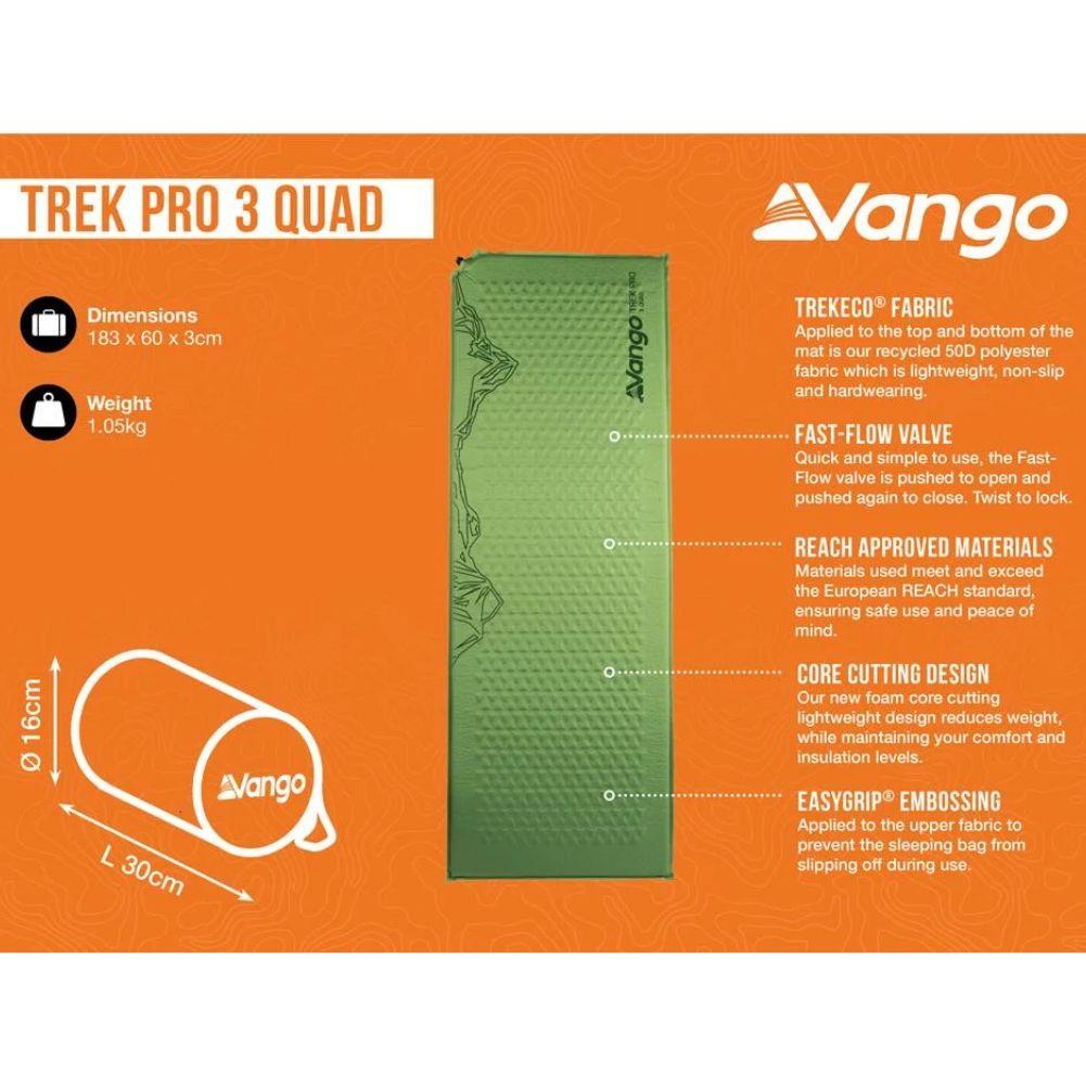 Vango Trek Pro 3 Quad Long Self-Inflating Mat (Artichoke)