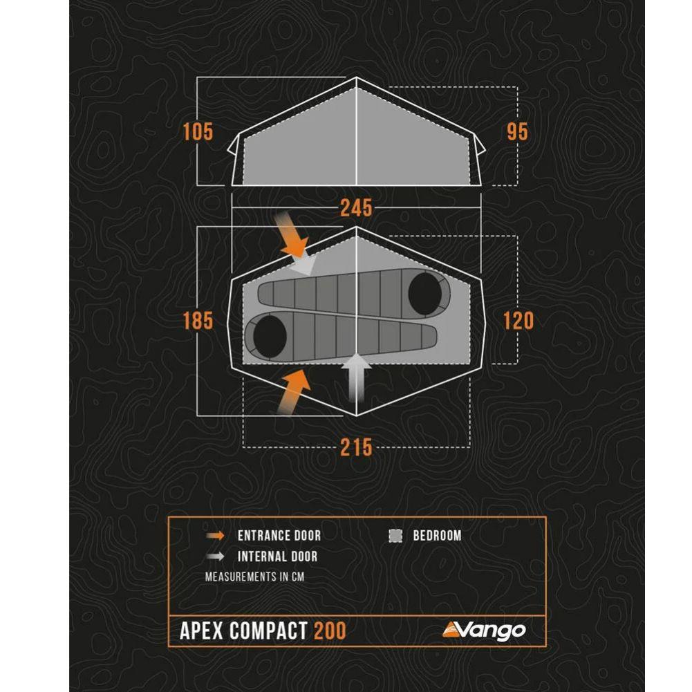 Vango Apex Compact 200 Tent - 2 Man Lightweight Tent (Forest Green)