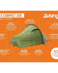 Vango Apex Compact 200 Tent - 2 Man Lightweight Tent (Forest Green)